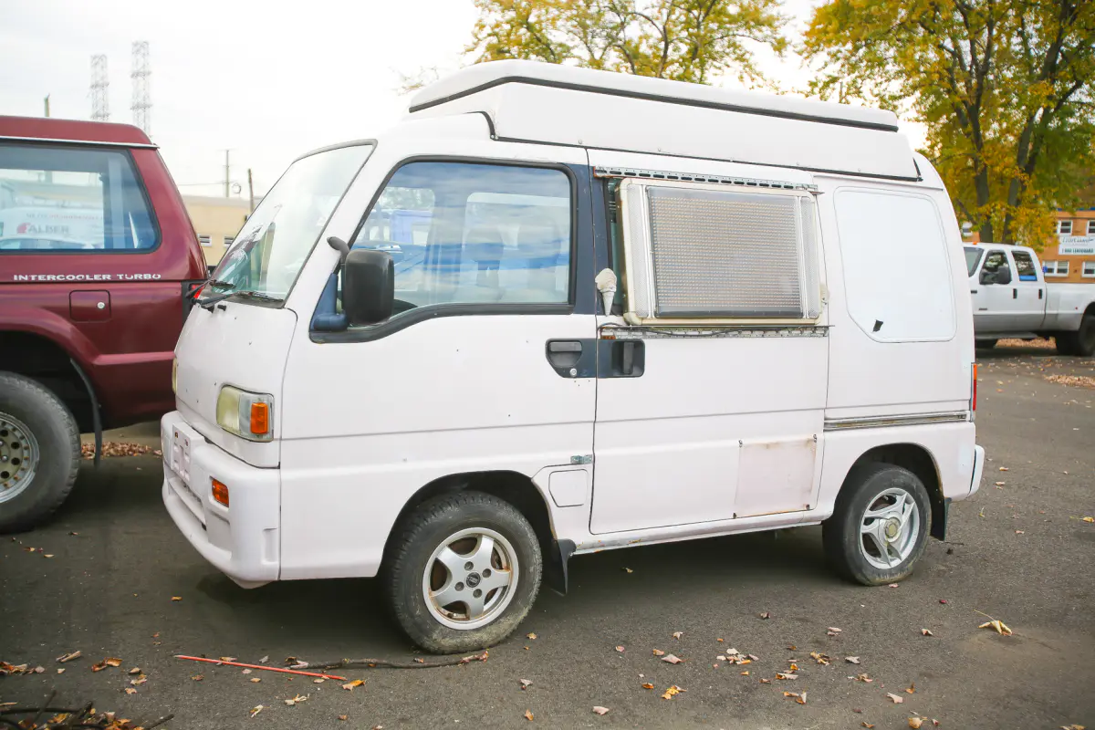 1997 Subaru Sambar Camper, a Kei Truck, for sale at Street Legal Mini Trucks in Philadelphia, PA (photo 1 of 19)