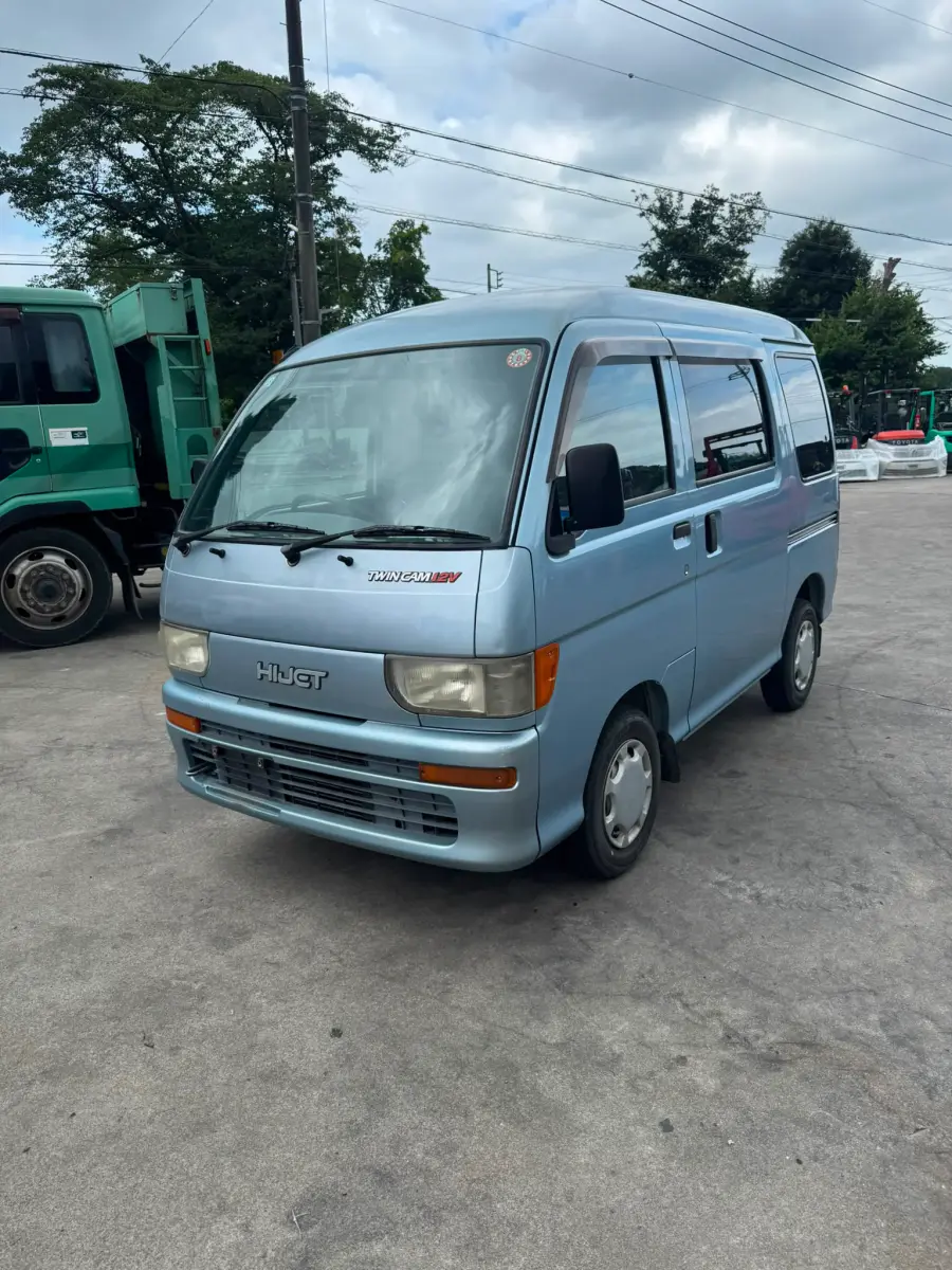 1998 Daihatsu Hijet Van 4x2, a light blue Kei Van, for sale at Skyline Kei Trucks in Houston, TX (photo 3 of 9)
