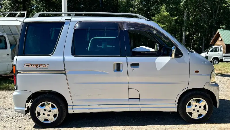 1999 Daihatsu Atrai, a gray Kei Van, for sale at Mayberry Mini Trucks in Mount Airy, NC (photo 4 of 17)