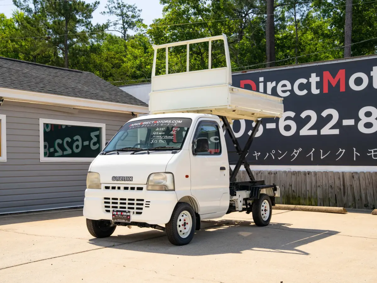 2000 Suzuki Carry Scissor / Dump Bed, a white Kei Truck, for sale at Japan Direct Motors in Irmo, SC (photo 3 of 15)
