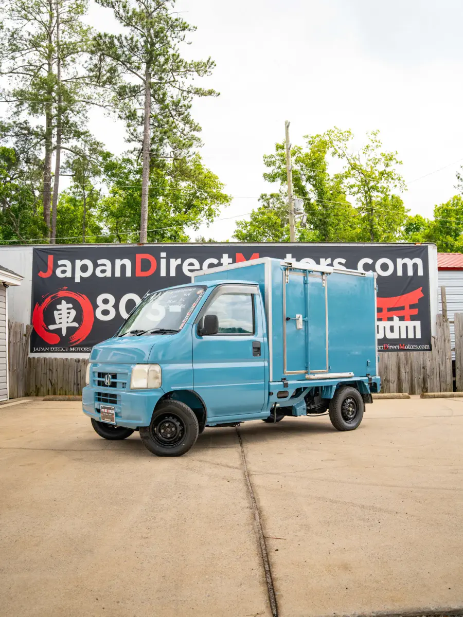 2001 Honda Acty Refrigerated Box Truck, a blue Kei Truck, for sale at Japan Direct Motors in Irmo, SC (photo 1 of 18)
