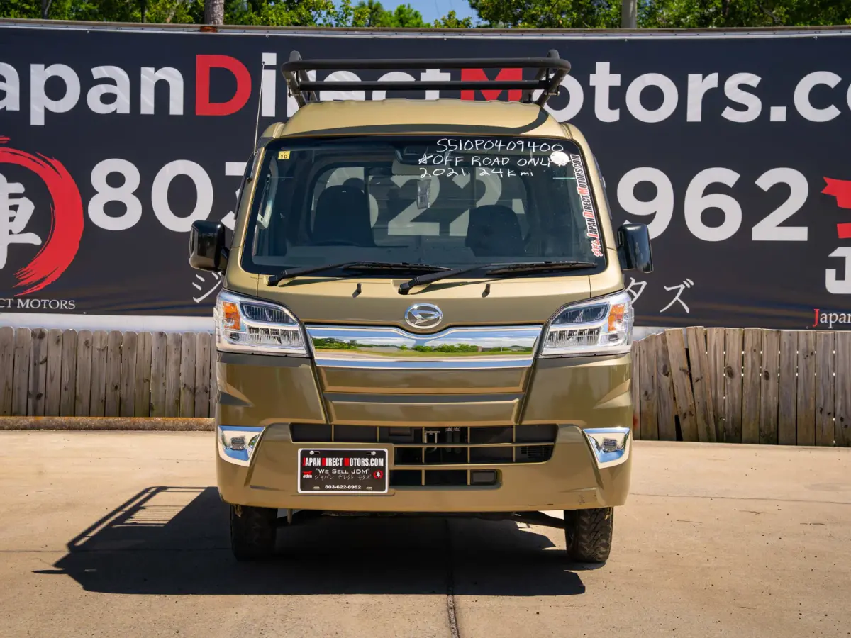 2021 Daihatsu Hijet, a green off-road Kei Truck, for sale at Japan Direct Motors in Irmo, SC (photo 4 of 16)