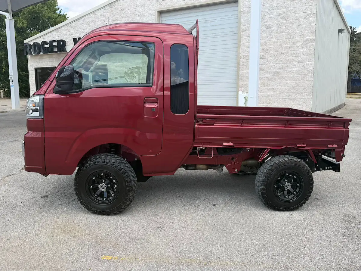 2023 Daihatsu Hijet Jumbo Cab, a red off-road Kei Truck, for sale at Weatherford Mini Trucks in Weatherford, TX (photo 5 of 14)