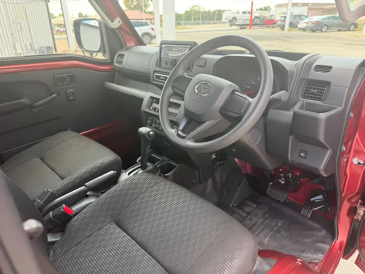 2023 Daihatsu Hijet Jumbo Cab, a red off-road Kei Truck, for sale at Weatherford Mini Trucks in Weatherford, TX (photo 9 of 14)