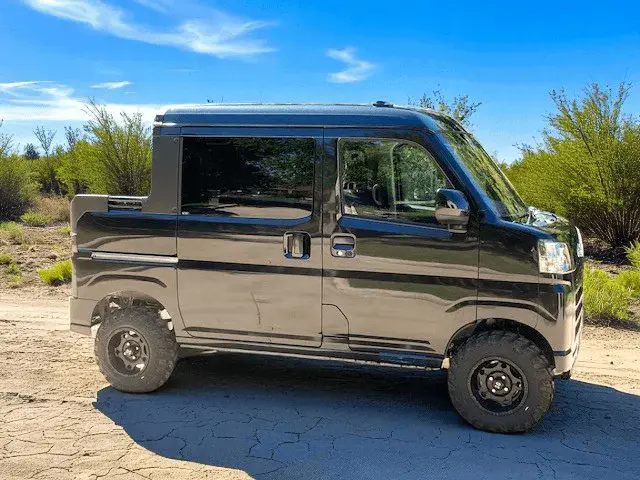 2026 Daihatsu Hijet Deck Van, a black off-road Kei Truck, for sale at Weatherford Mini Trucks in Weatherford, TX (photo 3 of 12)