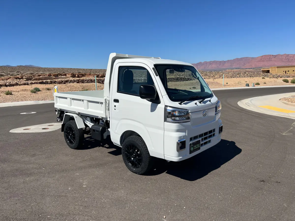 2026 Daihatsu Hijet HD Dump, a white off-road Kei Truck, for sale at Mini Monsters USA in St. George, UT (photo 1 of 19)