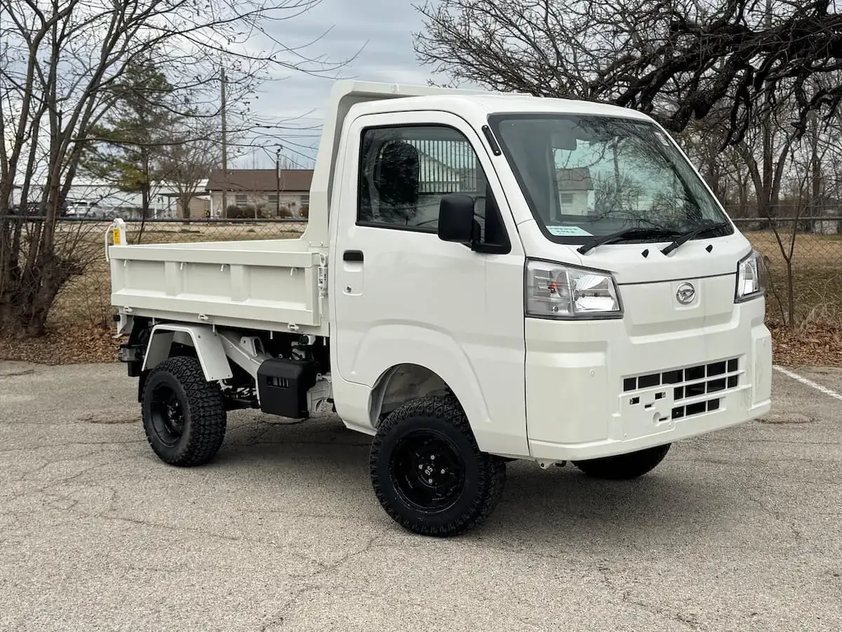 2026 Daihatsu Hijet HD Dump, a white off-road Kei Truck, for sale at Weatherford Mini Trucks in Weatherford, TX (photo 1 of 7)