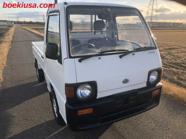 1991 Subaru Sambar 4x4, a white Kei Truck, for sale at Boeki USA in Paterson, NJ