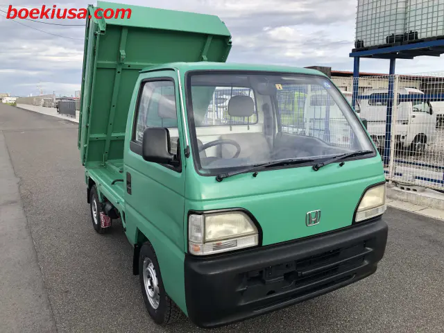 1995 Honda Acty Dump 4x4, a green Kei Truck, for sale at Boeki USA in Paterson, NJ